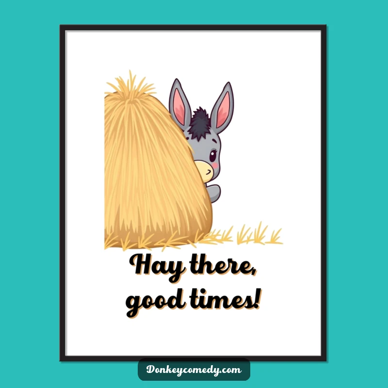 Funny Free Printable Wall Art: Donkey Behind Haystack Downloadable Art Print