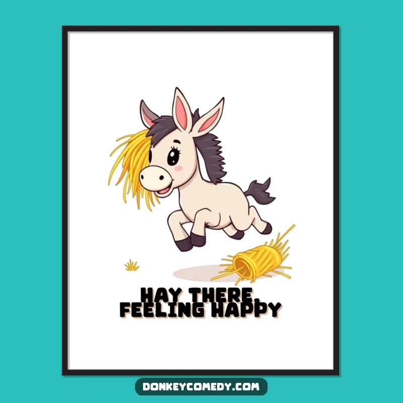 Funny Free Printable Wall Art: Lively Donkey Bounding, Energetic Downloadable Decor for Your Home