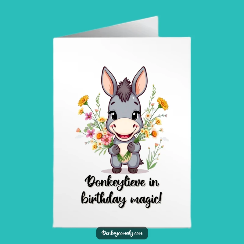 Funny Free Printable Donkey Birthday Card - Hilarious Donkey Flower Gift Download