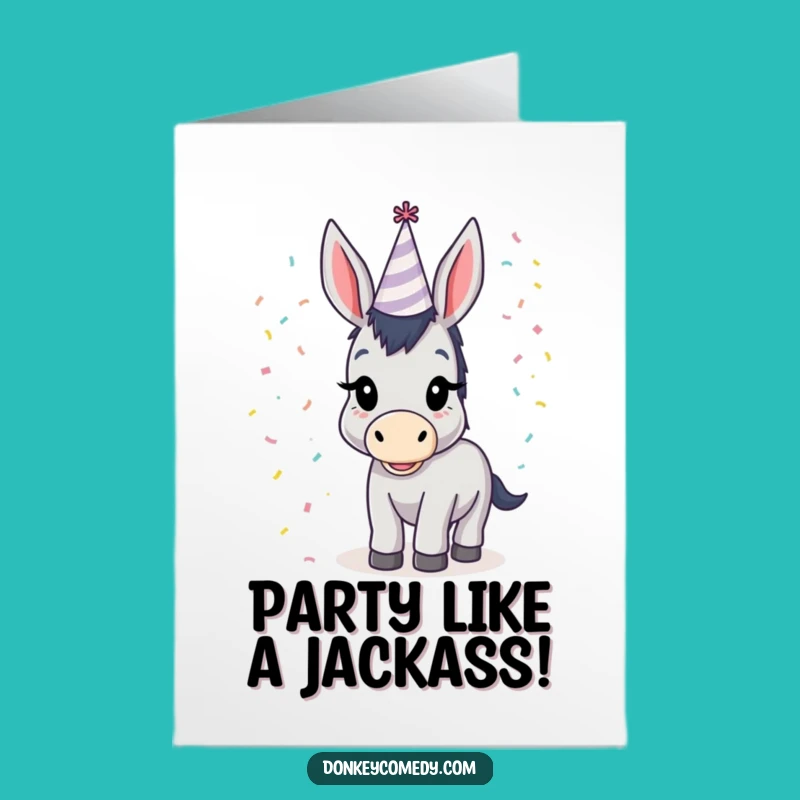 Free Printable Funny Donkey Birthday Card - Downloadable Joyful Party Animal Gift