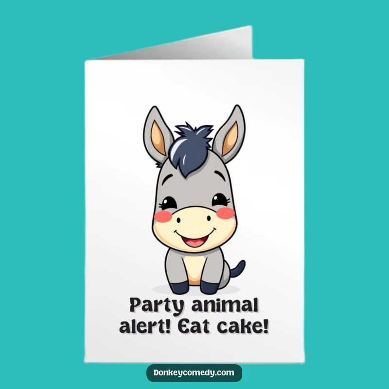 Free Printable Kawaii Donkey Birthday Card - Funny Donkey Nod, Downloadable DIY Gift