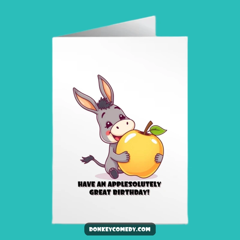 Free Printable Donkey Apple Birthday Card - Funny Downloadable Gift