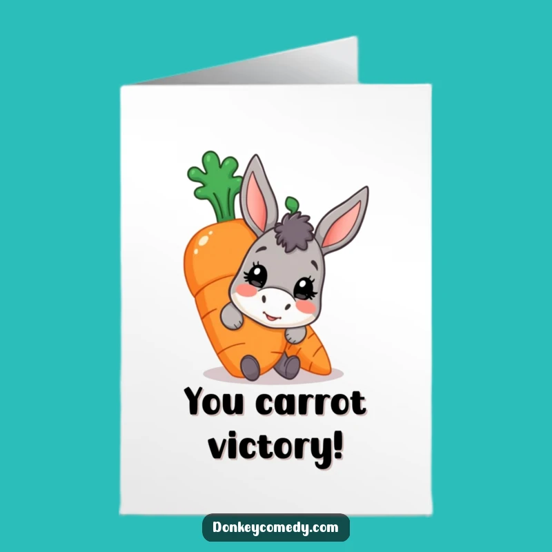 Free Printable Congrats Card: Donkey Carrot Peeking Out DIY Gift for Big Wins