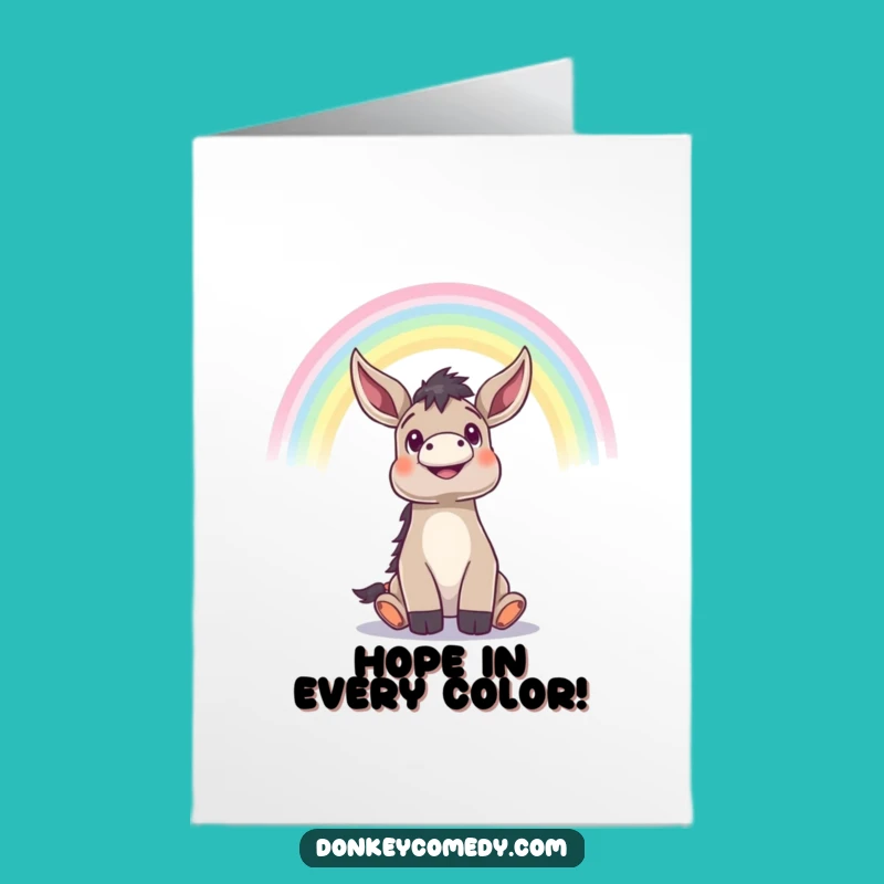Free Printable Congrats Card: Donkey Rainbow, Downloadable Gift for Dreams Coming True