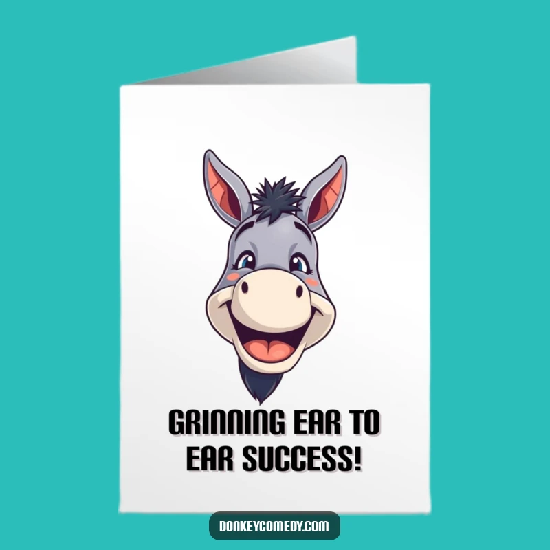Free Printable Congrats Card: Funny Donkey Grin, Joyful Smile, Downloadable Gift