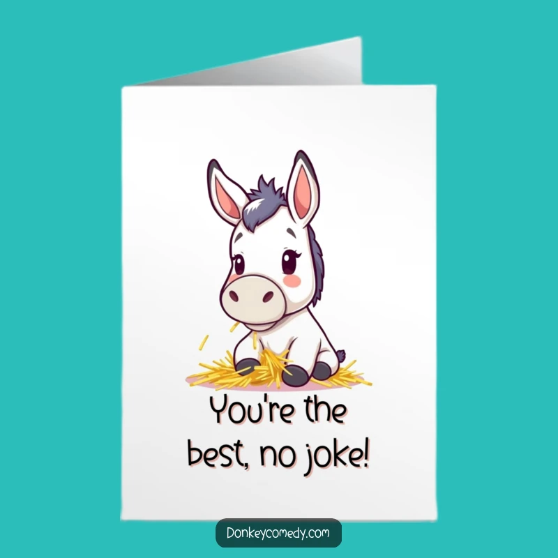 Free Printable Congrats Card: Kawaii Donkey Hay Celebration - Funny Downloadable Gift