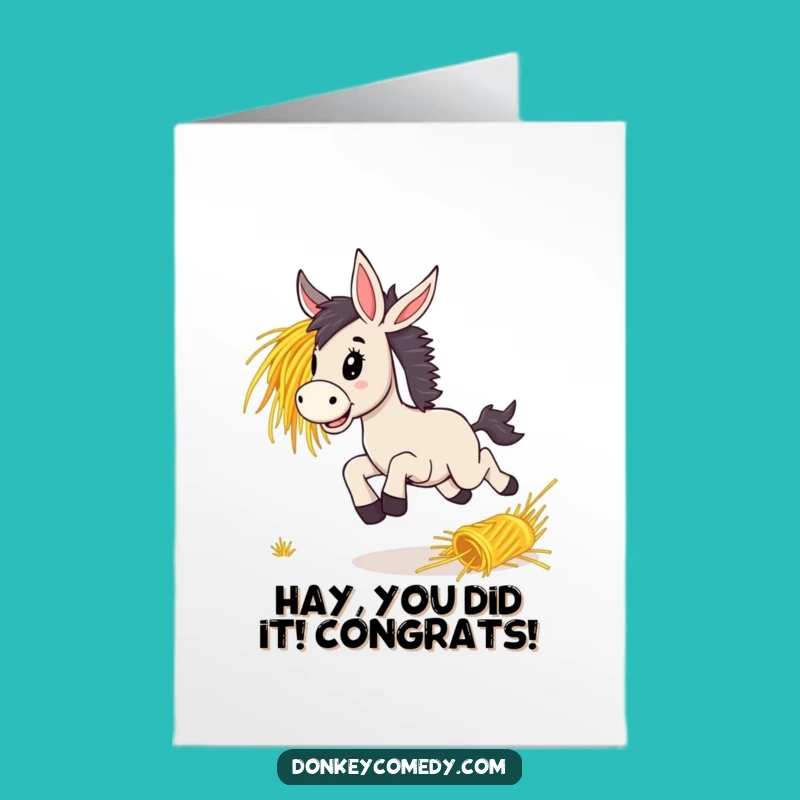 Printable Congratulations Card: Delightful Donkey Bounding, Free Downloadable for Big Wins