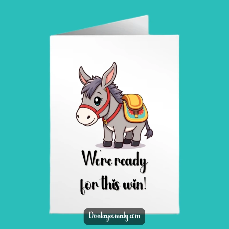 Free Printable Congrats Card: Kawaii Donkey On the Go, Funny Downloadable Gift