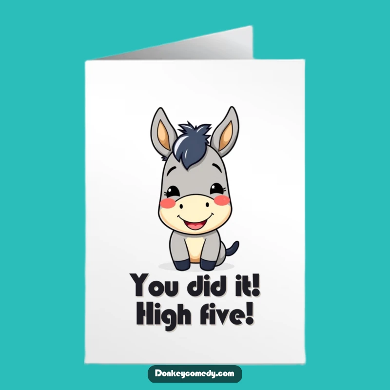 Free Printable Kawaii Donkey Congrats Card - Funny Donkey Cheer, Downloadable DIY