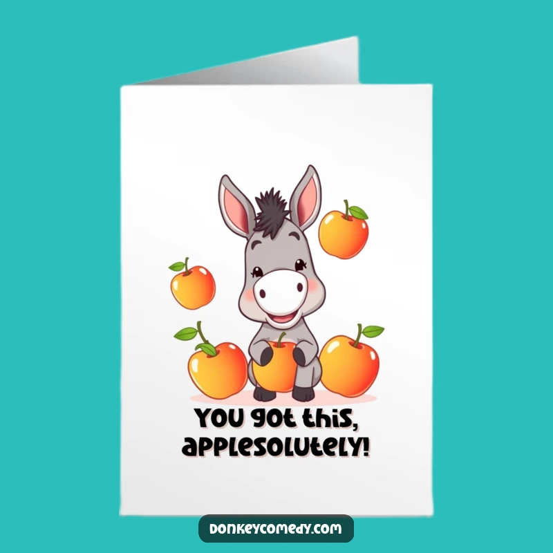 Mischievous Donkey Congrats Card Free Printable: Juggling Apples Downloadable
