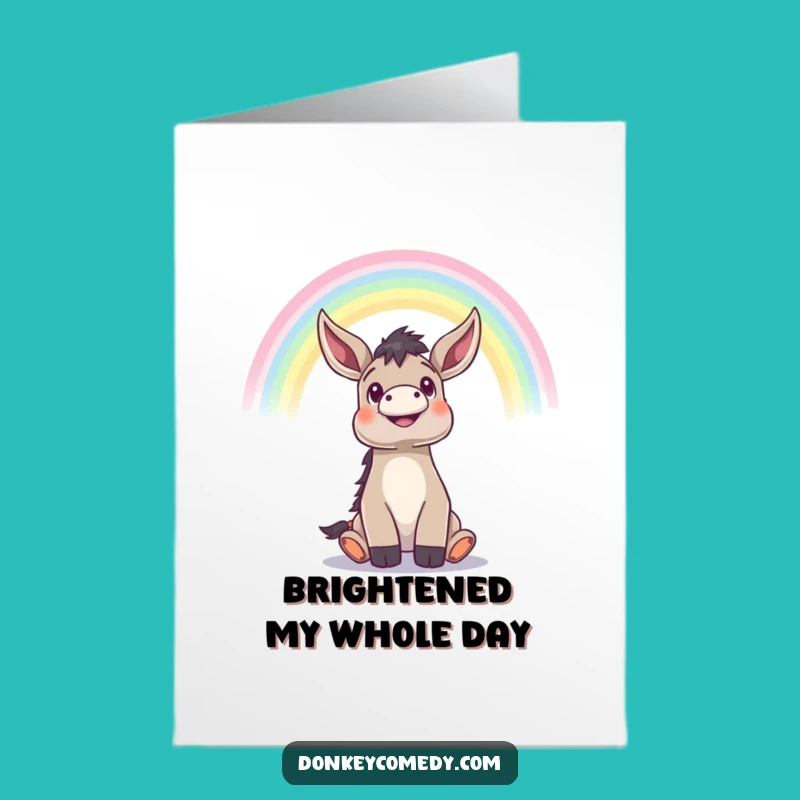 Free Printable Thank You Card: Donkey Rainbow, Humorous Downloadable Gift for Bright Thanks