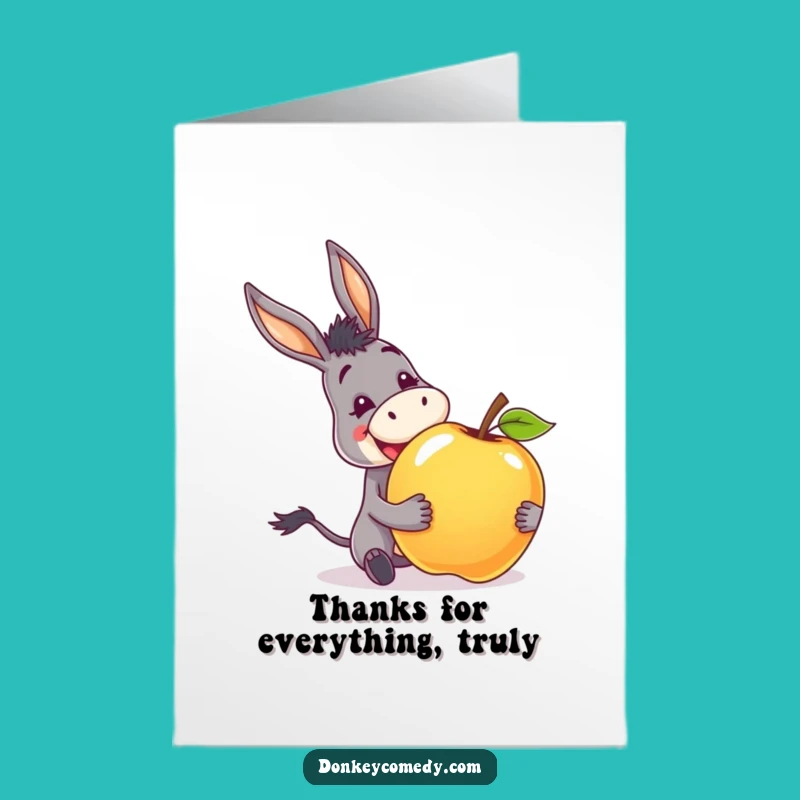 Free Printable Donkey Apple Thank You Card - Grateful Downloadable Gift