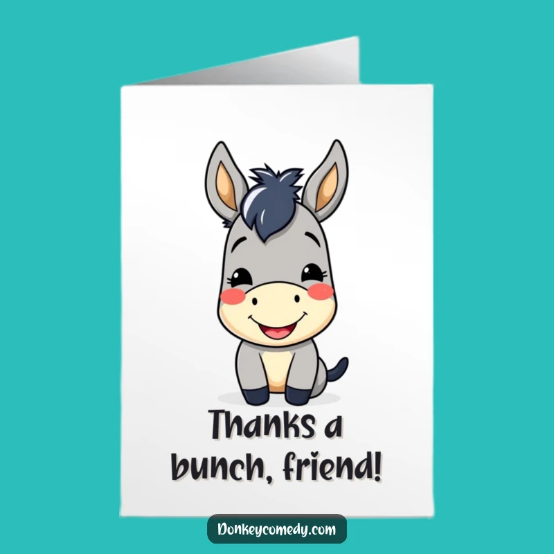 Free Printable Kawaii Donkey Thank You Card - Funny Gratitude, Downloadable DIY