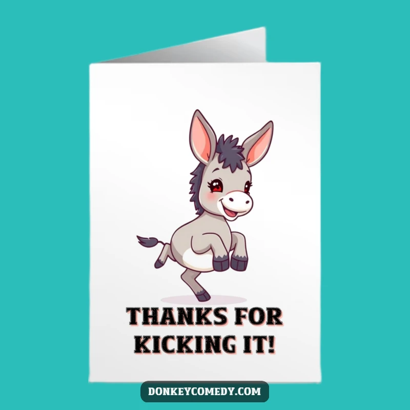 Free Printable Thank You Card: Grateful Donkey Kicking Legs, a Humorous Downloadable Gift