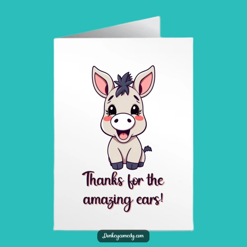 Free Printable Thank You Card: Kawaii Donkey Braying Gratitude DIY Gift for Kindness