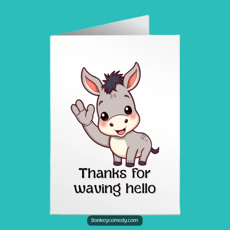 Free Printable Thank You Card: Waving Donkey - Cheerful Downloadable for Gratitude!