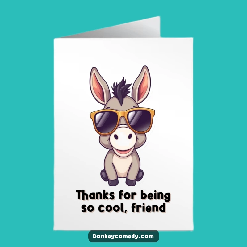 Free Printable Thank You Card: Cool Donkey with Sunglasses, Groovy Greeting Download