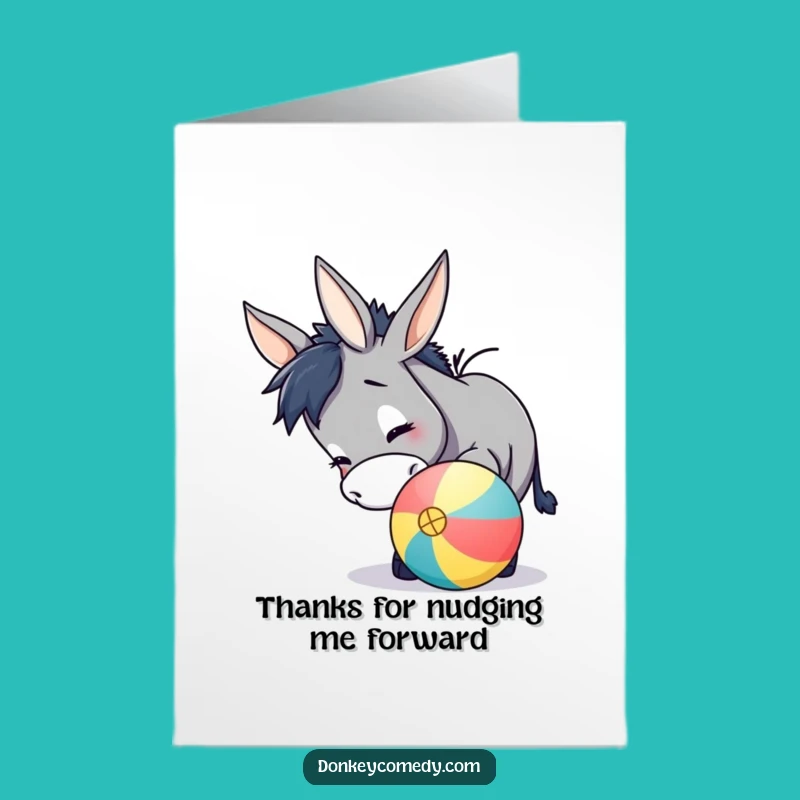 Free Printable Thank You Card: Donkey Ball Nudge - Charming Downloadable Appreciation!