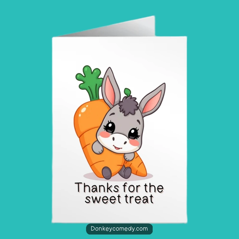 Free Printable Thank You Card: Donkey Carrot Peek Surprise DIY Gift for Appreciation