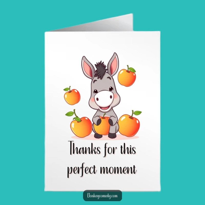 Free Printable Donkey Thank You Card: Juggling Apples Downloadable