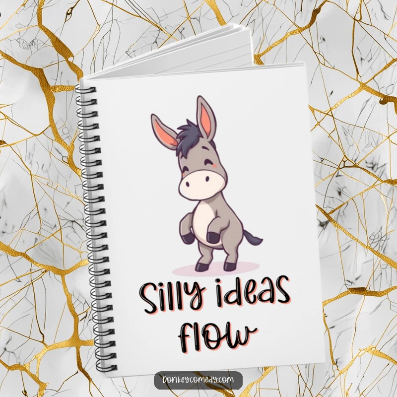Funny Donkey Notebook featuring a donkey dancing with floppy ears, perfect for humorous and energetic note-taking.