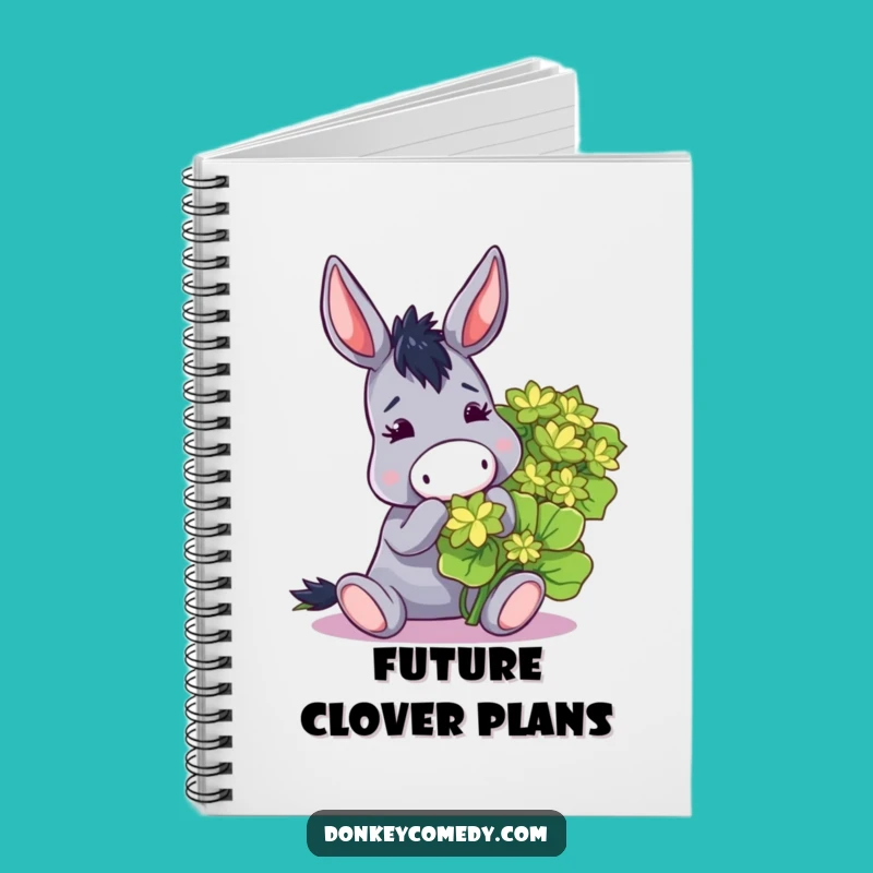 Funny Donkey Nibbling Clover Notebook - Jot Down Ideas Hilariously
