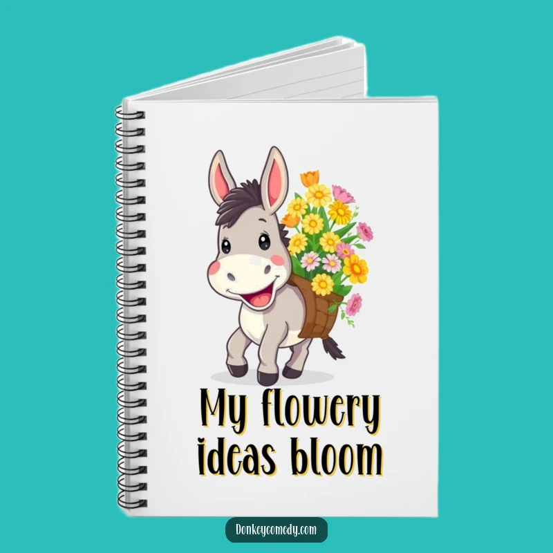 Funny Donkey Flower Notebook - Cheerful Farm Animal Journal & Gift