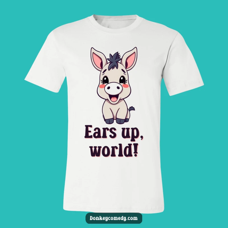 Funny Donkey T-Shirt: Kawaii Donkey With Big Ears Hilariously Braying