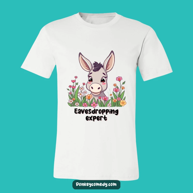 Funny Donkey Curious Ears Flower Patch T-Shirt, Charming Gift Idea