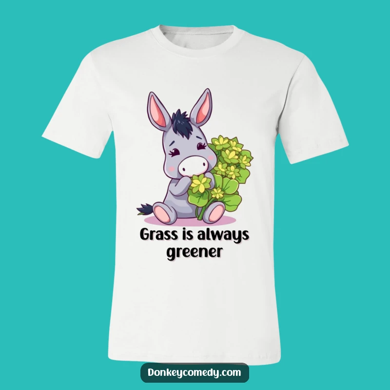 Funny Donkey Nibbling Clover T-Shirt - Hilarious Animal Tee Gift