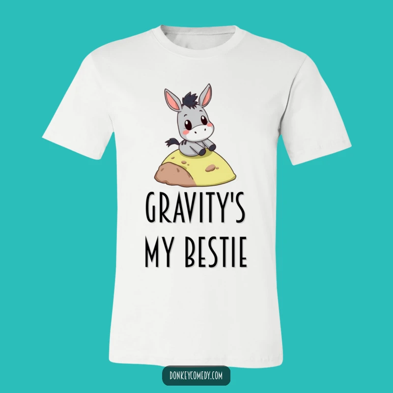 Funny surprised donkey slide t-shirt, a hilarious gift for adventurers, showing a donkey mid-slide with shock.