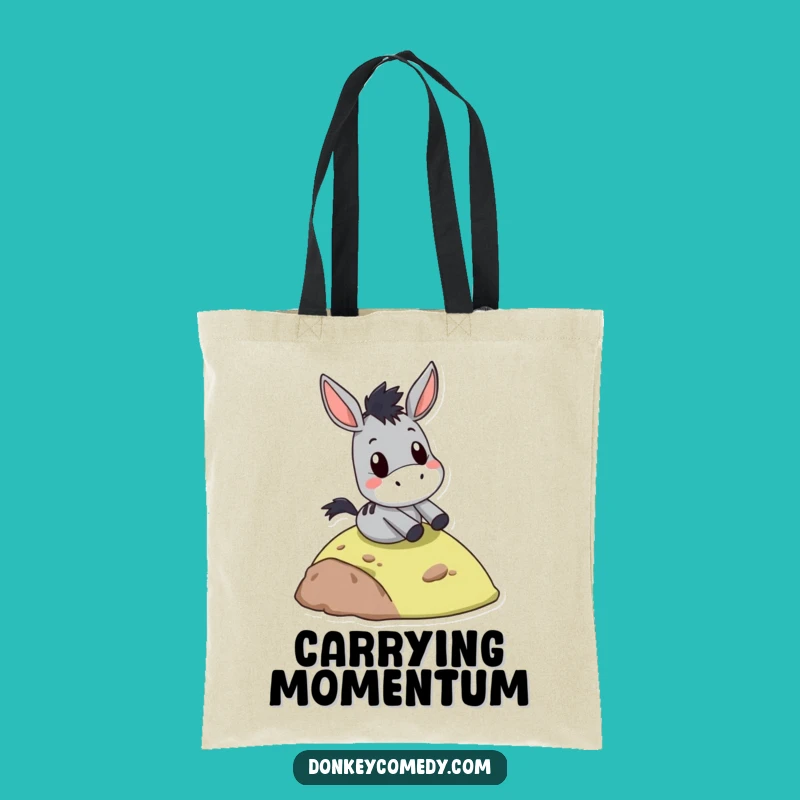 Chic funny surprised donkey tote bag, a practical gift for adventurers, featuring a donkey sliding downhill.