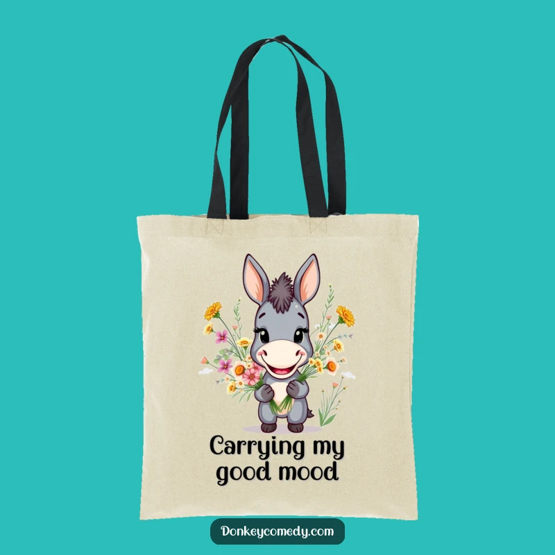 Funny Donkey Grin Tote Bag: Carry Your Essentials with Flower-Filled Joy