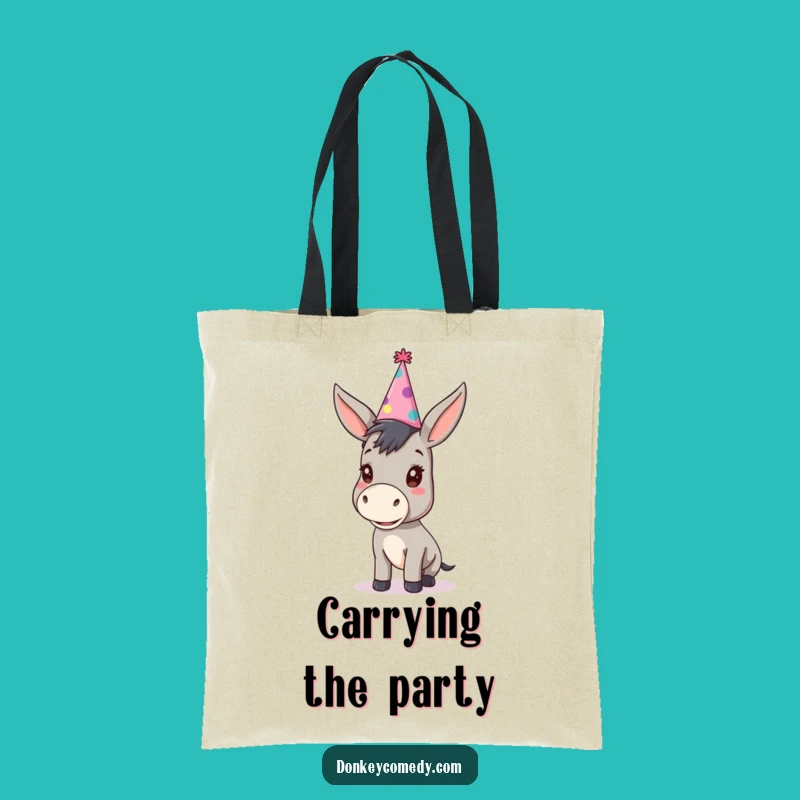Funny Party Donkey Tote Bag - Kawaii Animal Oversized Party Hat Carryall