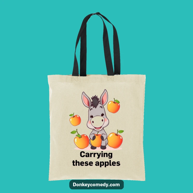 Funny Donkey Juggling Tote Bag: Mischievous Style, Hilarious Fruit Accessory, Perfect Gift!