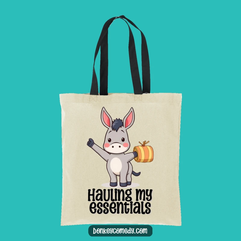 Funny Donkey Waving Hay Tote Bag: Carry Your Essentials with Farm Fun